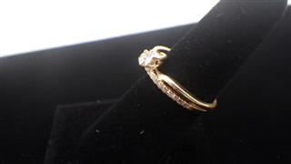 14K Two-Stone Diamond Bypass Accent Ring Yellow Gold 4.1g Size 7
